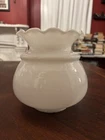 Vintage Milk Glass Ruffle Edge Lamp Shade- 3” Fitter- Antique White Lamp Shade