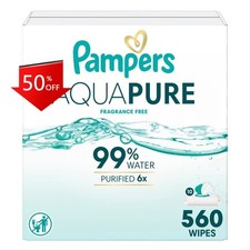 Pampers Aqua Pure Sensitive Baby Wipes - 560ct: Cotton Material, Face
