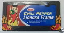 Bell Die Cast Heavy Metal Chili Pepper License Plate Cover Frame Fire Dept Flame