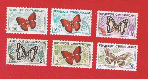 Central Africa #4-8 MVFLH OG Butterflies Free S/H