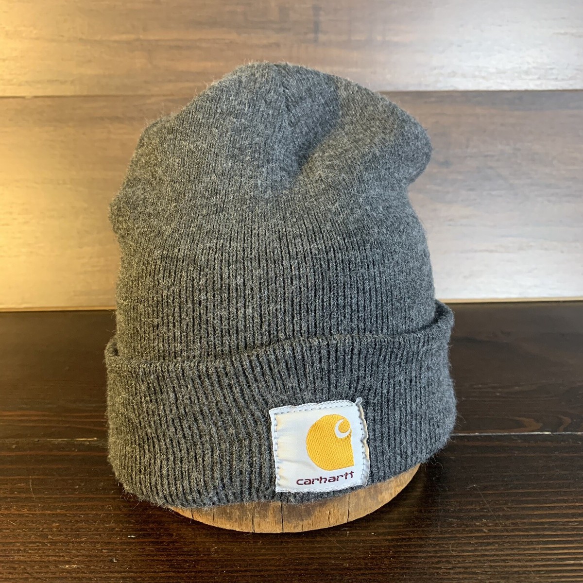 VTG Carhartt Beanie Grey Colorway Work Knit Cap USA Workwear
