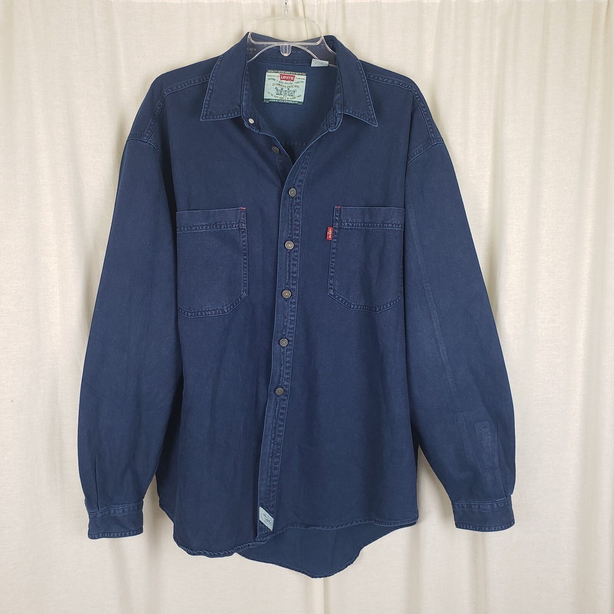 Vintage Levis Two Horse Chambray Denim Blue Jean Button Work Shirt