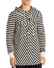 Drkshdw Rick Owens L30702 Mens Black/Natural Striped Hoodie Size M