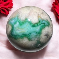 Green Flower Agate Crystal Sphere