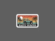 Happy Surfer Sticker Jeep Waterproof Surfing Beach Tropical Ocean Gift NEW