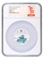 2025 Australia Lunar Snake 2 oz Silver Colorized Coin NGC MS70 First Releases 109.65 per troy oz