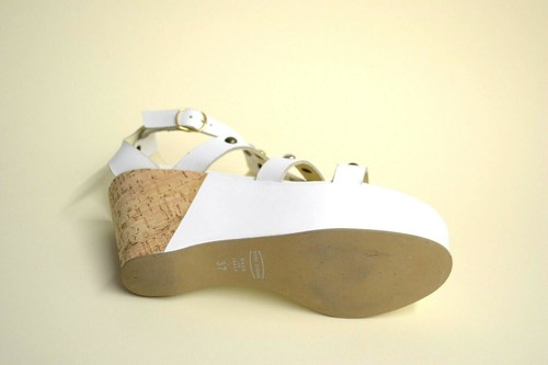 SANDALI DONNA CON BORCHIE ZEPPA VERA PELLE BIANCO CAMPIONARIO 37 ARTIGIANALI - Picture 3 of 4