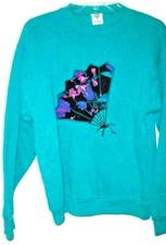 womens sweatshirt set teal M with applique fan teal purple pink pants fan