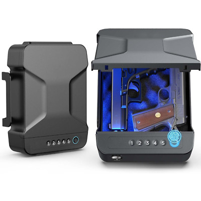 Alloy Portable Gun Safe, Biometric Gun Safe for Pistols, Fingerprint Access