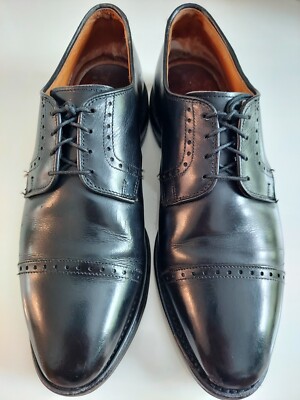 Allen Edmonds Clifton Men\'s 8.5 EEE Black Leather Brogue Cap Toe Derby Shoes Excellent Tagged  main image 4