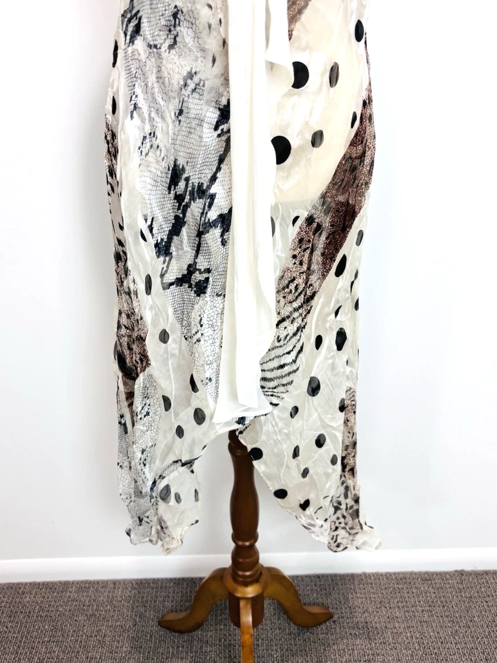 Blusa túnica Joseph Ribkoff para mujer 10 blanca estampado animal seda ocasión fiesta Foto 3 de 4