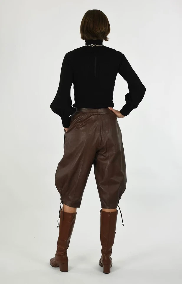 Vintage Leder Lederhose Hose braun 80er Jahre German Knickerbocker Hose Herren - Bild 3 von 4
