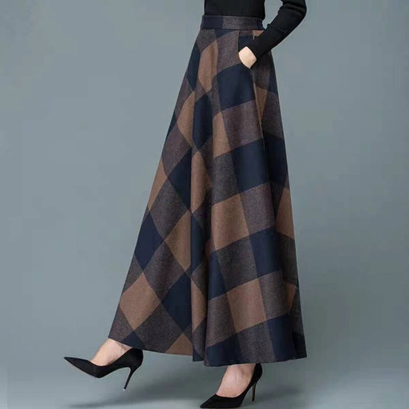 Jupe longue Imprim Pliss R tro Vintage Automne Balan oire