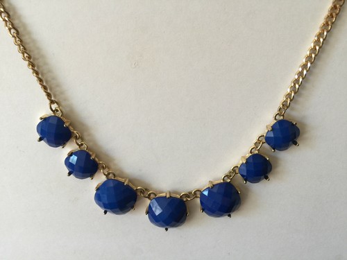 VTG Gold tone bright blue Stone 