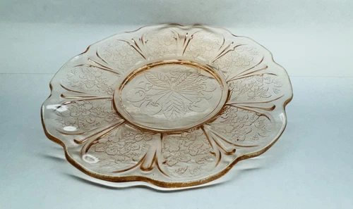 Lot Of 7 Pink Depression Glass Saucers Cherry Blossom Jeannette Glass Co 1930-39