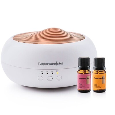 Tupperware Sonic Mist Diffuser With HappyBreeze & Spring Bloom Essential Oil New
