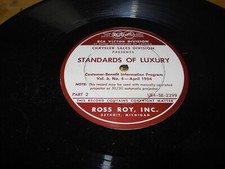 1954 Chrysler SALES TRAINING Record Vinyl Standard of Luxury Vtg