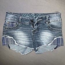 Rebel By Right Short Shorts Denim Size 1 Blue Distressed 201
