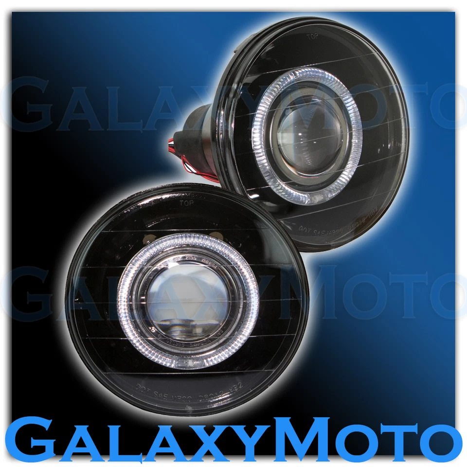 Lámpara de faro proyector negro + anillo halo + lente de vidrio para Jeep Wrangler JK 07-17 Foto 2 de 4