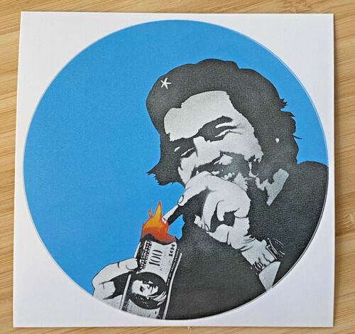 NEW Kunstrasen "Burn Capitalism Burn" Blue Art 3.75" Round STICKER SLAP Stencil - Picture 1 of 1