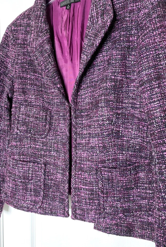 LAFAYETTE 148 2PC Pink Purple Tweed Wool Acrylic Jacket + Skirt Suit Set 12 = L - Image 3 of 4