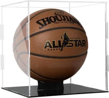 Basketball Display Case Clear Acrylic Glass Cube Assemble Countertop Box Soccer 