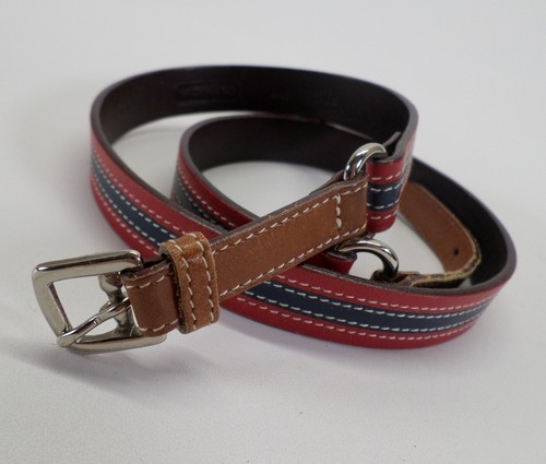 Coach Leather Belt 28 30 Small Red Blue Brown 3969 - Picture 2 of 12