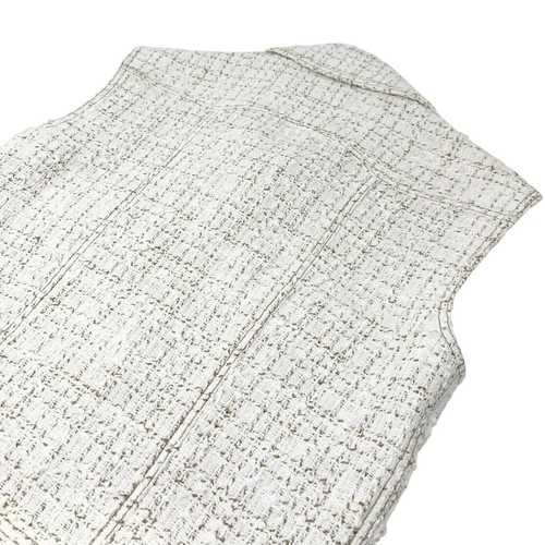 CHANEL Vintage 01P CC Mark Logo Sleeveless Vest Jacket #36 White Cotton Button - Picture 7 of 12