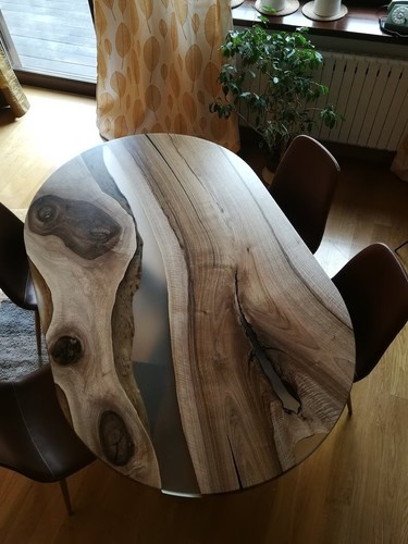 48"x24" White Epoxy Table Top, Epoxy Dining Table, Walnut Wood Epoxy Table - Picture 3 of 12