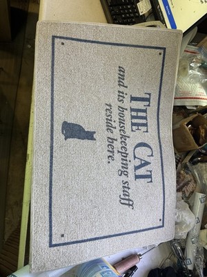 The Cat And It s Housekeeping Staff Reside Here Doormat Welcome Mat 27 X 18 