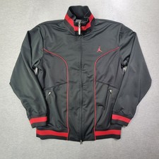 Air Jordan Jacket Mens Medium Black Red Full Zip Dri Fit Logo Pockets Track