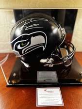 Russell Wilson Authenticated Autograph Full Size Seahawks Helmet COA & Display