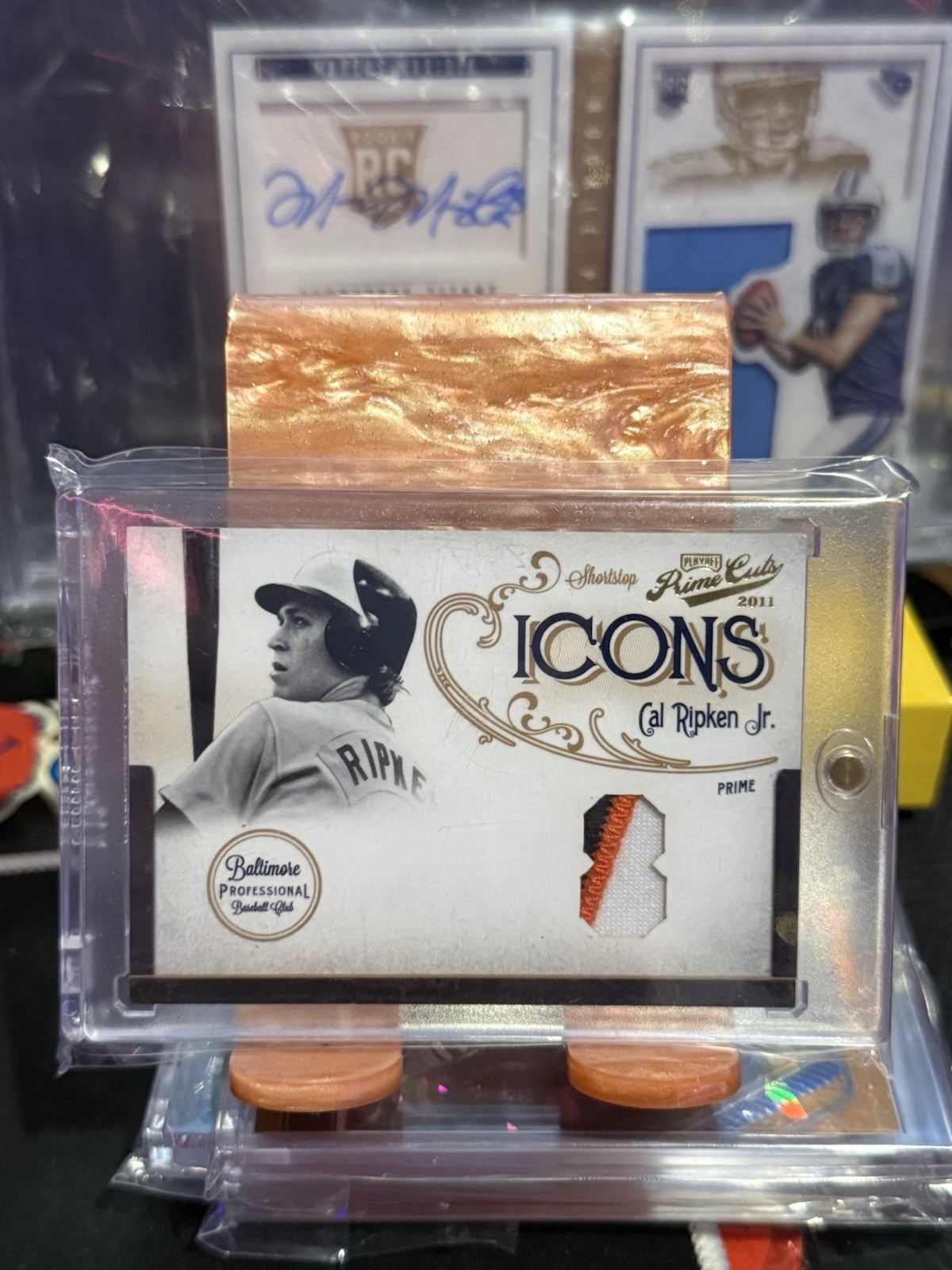 2012 Playoff GameWorn Prime Cuts ICONS Cal Ripken Jr Prime 3 Color Jersey /25