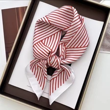 70x70cm Red White Geometric Line Print Square Scarf Elegant Women Gift