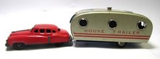 TIN TOY SSS Litho House Trailer Camper with Red Sedan Made In Japan VINTAGE