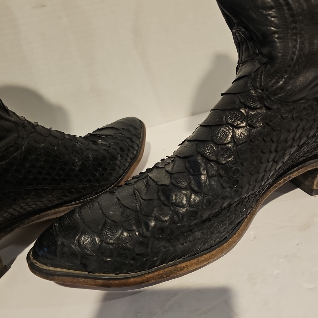 Men’s Code West Snakeskin Python Black Cowboy Boo… - image 9