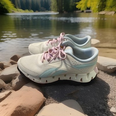 Reebok Zig Dynamic Sneakers Beige /Teal/Mauve Men size 7 /Women Size 8.5