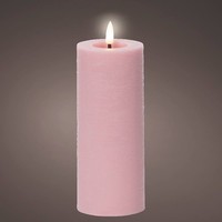 Lumineo Led Wachskerze Pink Hellrosa Ø 7 Cm HöHe 19 Cm - Warmweiß