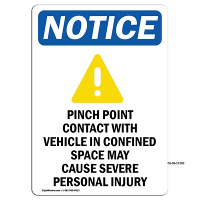 Pinch Point Contact With Symbol OSHA Notice Sign Metal Plastic Decal