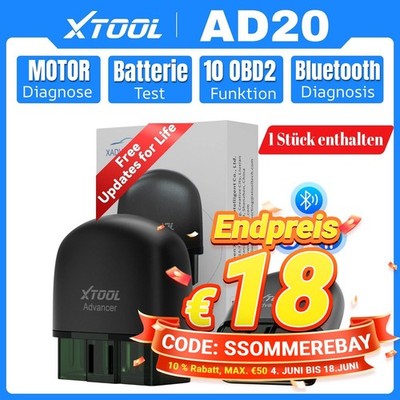 XTOOL AD20 Profi OBD2 Diagnosegerät BT Scanner Auto Codeleser Kostenlose Updates