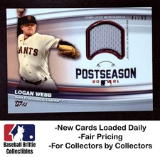 2022 Topps Logan Webb Postseason Performance Relics #/99 San Francisco Giants