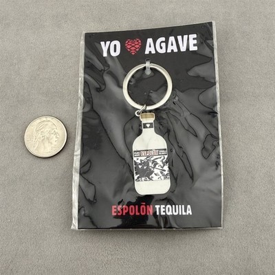 NEW Yo Agave Espolon Tequila Bottle Shaped Silver Metal Keychain Key Ring