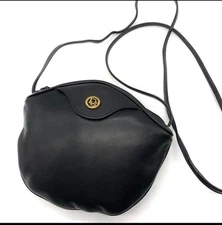 Christian Dior Mini Shoulder Bag Purse Logo Leather Black Authentic