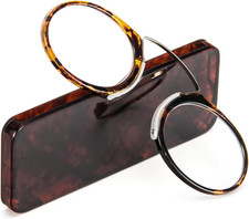 Ultra Thin Armless Reading Glasses for Men Women, No Temple Pinch Nose Clip on R