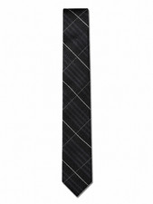 Calvin Klein Black Vero Windowpane Plaid 100 Silk Men's 2" Skinny Neck Tie