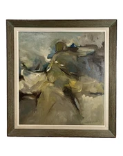 MID CENTURY MODERN ABSTRACT MODERNIST MCM EXPRESSIONIST VINTAGE OIL PAINTING