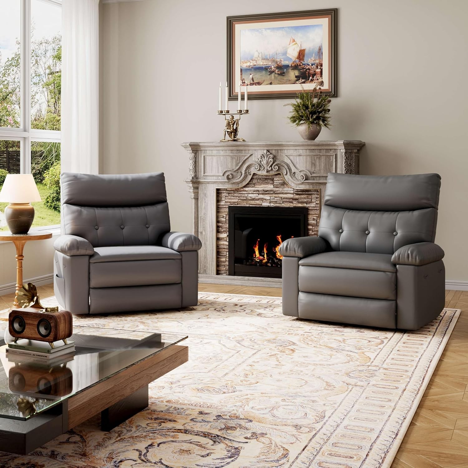 Oversized Electric Recliner Chair, Massage Rocking Chair, 360&deg; Swivel for Adults