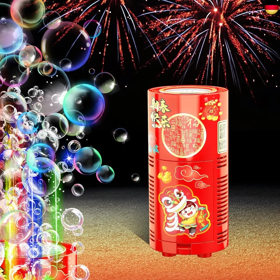 IVTIVFU Feuerwerk Seifenblasenmaschine (13 Löcher mit 80ml Seifenblasenlösung), A