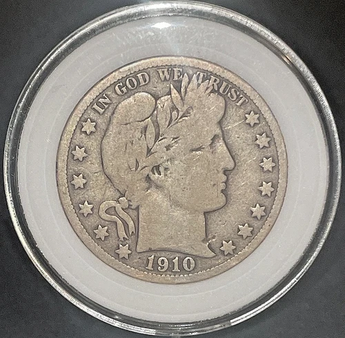1910-S Barber Half Dollar 50c F- Fine 90% Silver Coin #E18