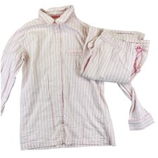 Victoria's Secret Pajama Set Long Sleeve Pants Women's S Long Pink White Stripe